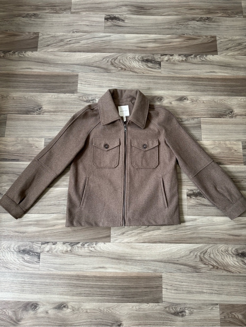 Avec Les Filled Relaxed Full Zip Front Jacket in Mocha Size Medium